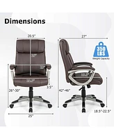 Costway Ergonomic Office Chair Pu Leather Executive Swivel with Upholstered Armrests