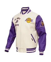 Pro Standard Men's Cream Los Angeles Lakers Retro Classic Varsity Full-Zip Jacket