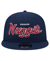 New Era Men's Navy Denver Nuggets Evergreen Script Side Patch 9FIFTY Snapback Hat