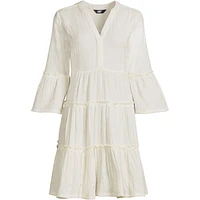 Lands' End Women's Gauze Tiered Dress