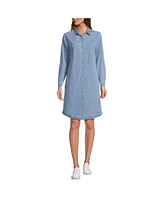 Lands' End Women's Chambray Button Front Dress