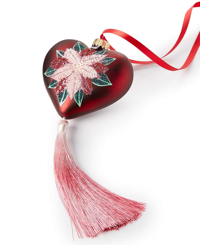 Holiday Lane Burgundy and Blush Heart Ornament, Created for Macy's