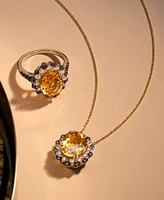 Le Vian Cinnamon Citrine (3-1/4 ct. t.w.) & Diamond (3/8 ct. t.w.) Halo Adjustable 20" Pendant Necklace in 14k Gold