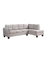 Simplie Fun Dalia Light Gray Linen Modern Sectional Sofa With Right Facing Chaise