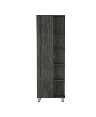 Simplie Fun Urano Mirror Linen Cabinet, Four Interior Shelves, Five External Shelves - Smokey Oak