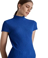 Dkny Women's Puckered Knit Mock Neck Cap-Sleeve Top