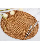 Saro Lifestyle Woven Rattan Placemats Set of 4,14"x19"