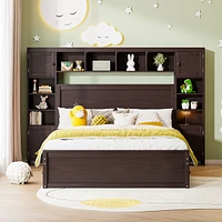 Streamdale Furniture Queen Wooden Bed With All-In-One Cabinet, Shelf And Sockets