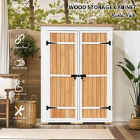 Wood Storage Shed with Lockable Doors, Waterproof Roof