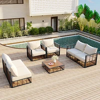 Modern Minimalist 7-Piece Patio Sectional Set