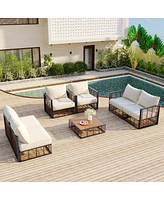 Modern Minimalist 7-Piece Patio Sectional Set