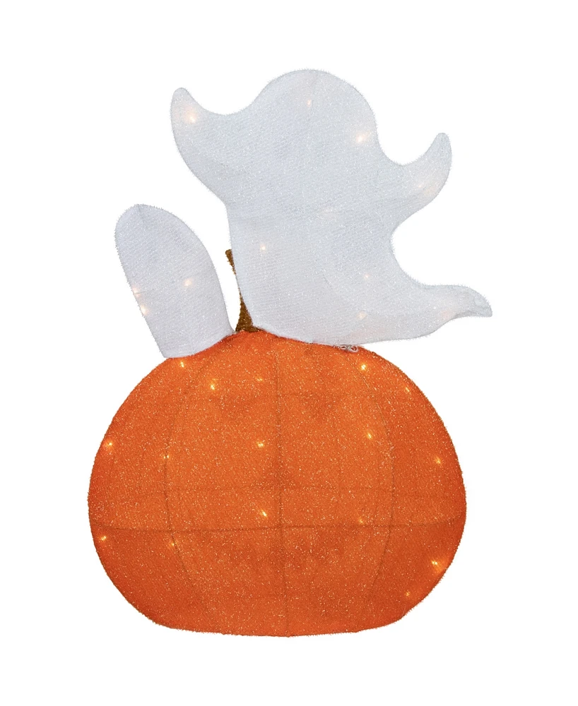 Northlight 27.5" Led Lighted Battery Operated Jack-o-Lantern and Ghosts Halloween Decoration