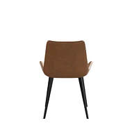 Modern Dining Chair Living Room Black Metal Leg Dining Chair-Brown-4 Pieces/Ctn