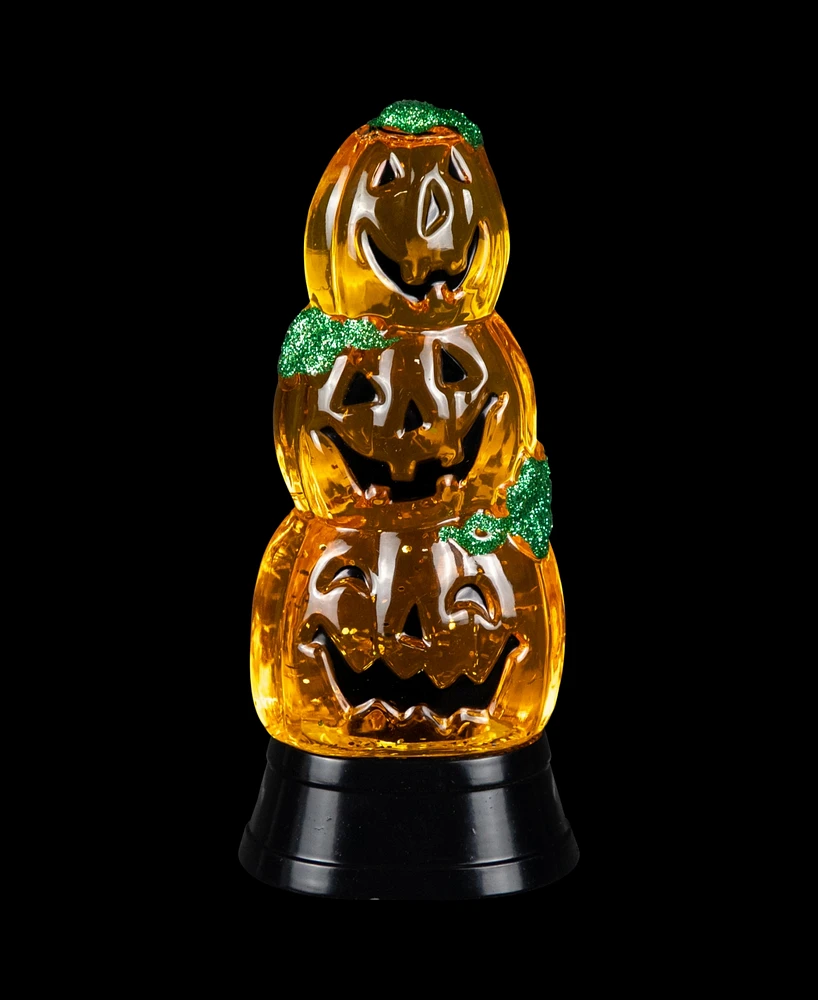 Northlight 14.75" Led Lighted Stacked Jack O' Lanterns Halloween Snow Globe