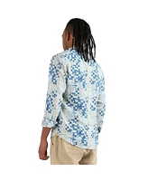 Campus Sutra Men's EcoLiva Blue Geometric Lined Shirt