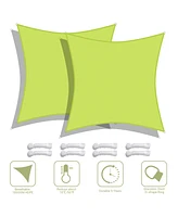 2 Pack 16x16 Ft 97% Uv Block Square Sun Shade Sail Hdpe Canopy Patio Garden Yard