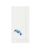 Saro Lifestyle Seaside Splendor Embroidered Seahorse Napkin Set of 6, 20"x20"