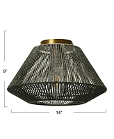 Storied Home Flush Mount Ceiling Light with Woven Paper Rope Shade Grey