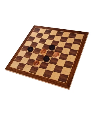 We Games Old School Brown and Natural Wooden Checkers Set -11.75 in.