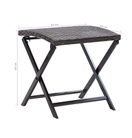 vidaXL Folding Stool Poly Rattan Brown