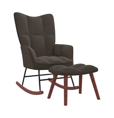 vidaXL Rocking Chair with Ottoman Dark Gray Velvet