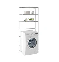 vidaXL 3-Tier Storage Rack over Laundry Machine Silver 27.2"x11"x66.5"