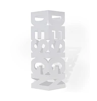 vidaXL White Square Umbrella Stand Storage Holder Walking Stick Steel 19.1