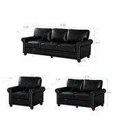 Living Room Sofa With Storage Sofa 1+2+3 Sectional Black Faux Leather