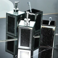 Simplie Fun Exquisite 2 Piece Square Soap Dispenser And Toothbrush Holder