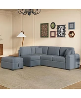 Simplie Fun Gray L-Shape Sleeper Sectional Sofa with Storage & Usb Charge