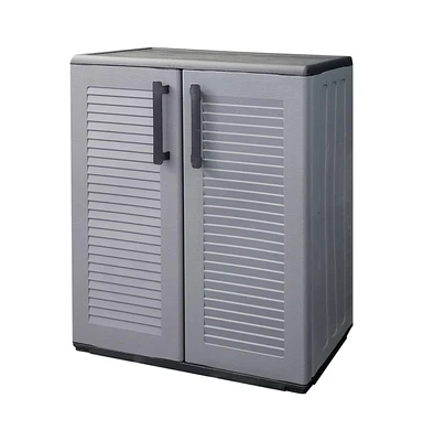 vidaXL Garden Storage Cabinet Gray and Black 26.8"x14.6"x33.1" Pp