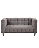 Simplie Fun 63" Modern Sofa Dutch Fluff Upholstered Sofa With Solid Wood Legs, Buttoned Tufted Backrest