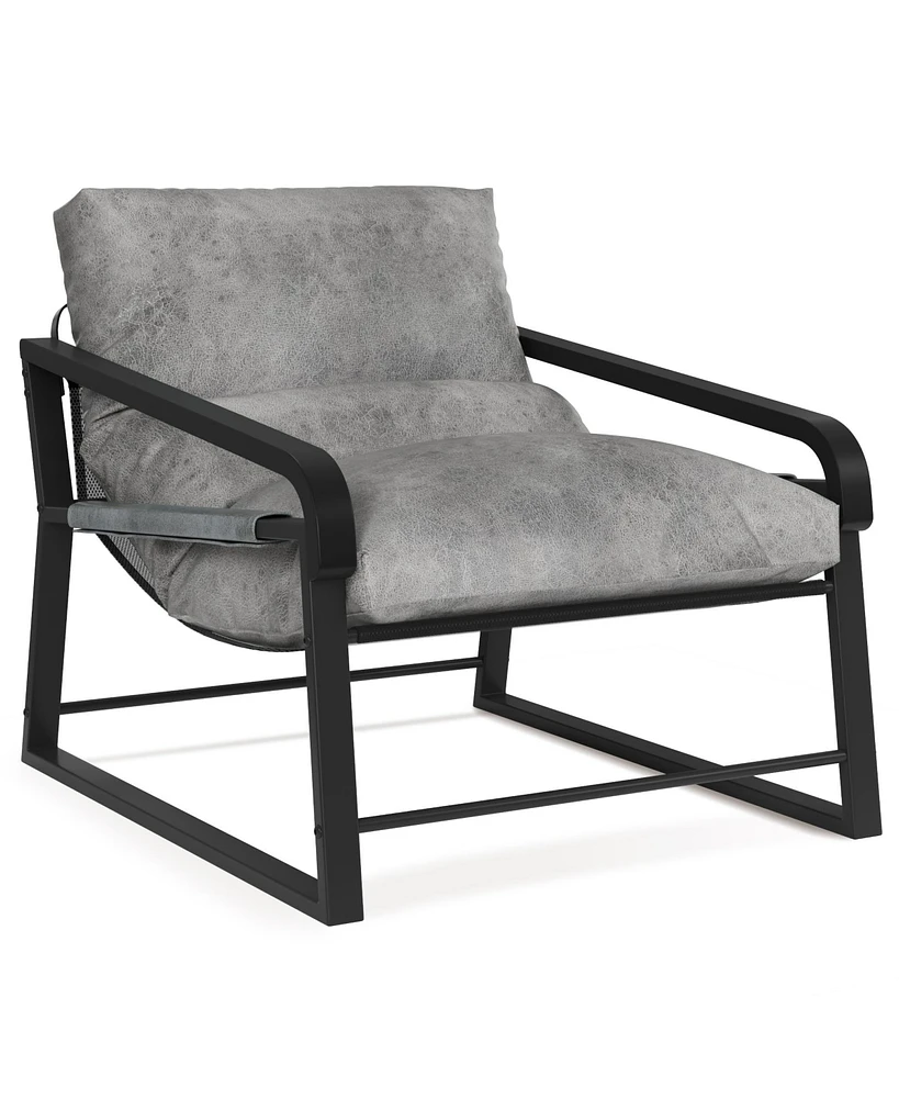 Simplie Fun Gray Metal Frame Accent Chair with Cushion