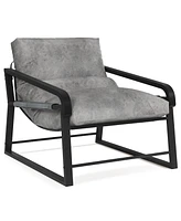 Simplie Fun Gray Metal Frame Accent Chair with Cushion