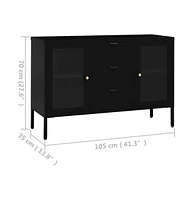 vidaXL Sideboard Black 41.3"x13.8"x27.6" Steel and Tempered Glass