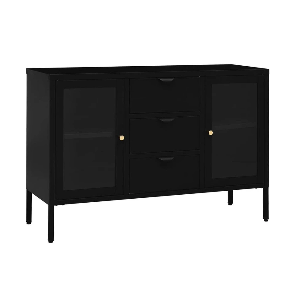 vidaXL Sideboard 41.3"x13.8"x27.6" Steel and Tempered Glass