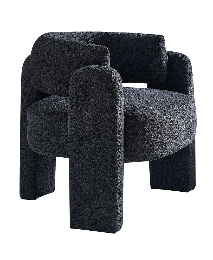 Simplie Fun 34.65" Wide Boucle Upholstery Accent Chair Dark Grey