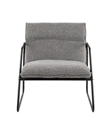 Simplie Fun Casper Industrial Arm Chair In Black Steel And Grey Noise Fabric