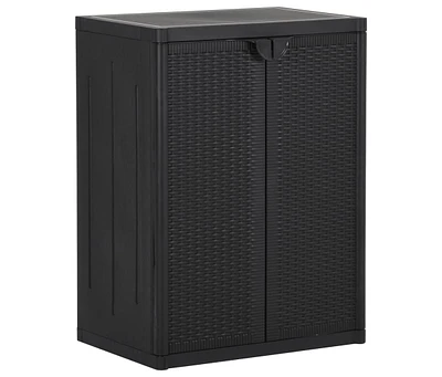 Garden Storage Cabinet Black 25.6"x17.7"x34.6" Pp Rattan