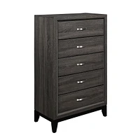 Streamdale Furniture Gray Contemporary Chest of Drawers with Polished Chrome Pulls