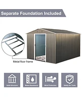 Streamdale Furniture 8x10FT Outdoor Metal Storage Shed Grey