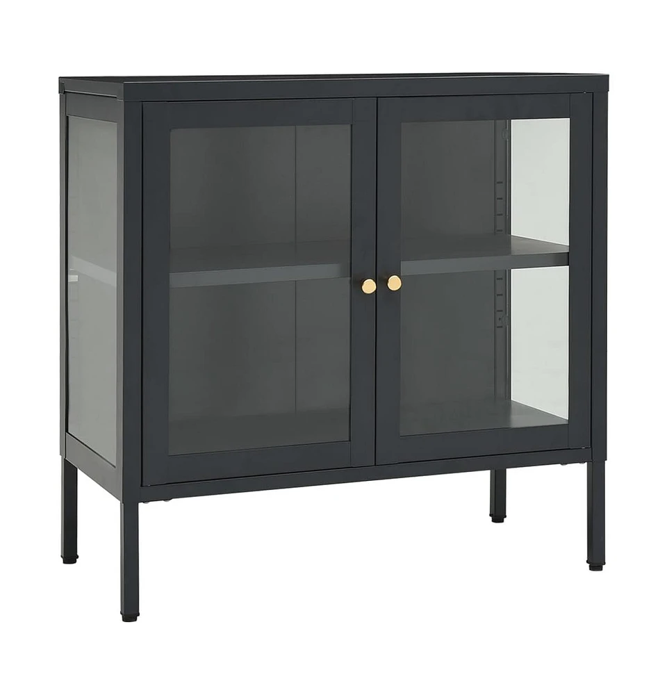 vidaXL Sideboard Anthracite 27.6"x13.8"x27.6" Steel and Glass