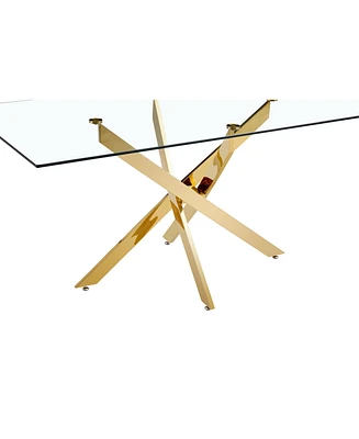 Simplie Fun Gold Table Clear Glass Top