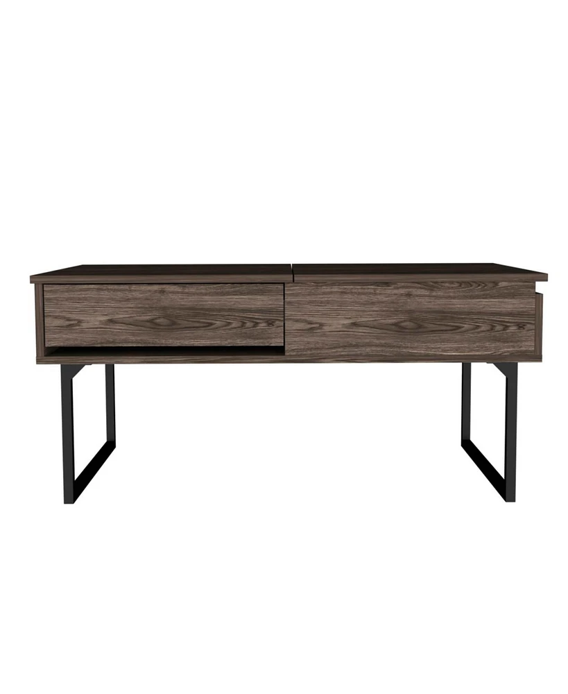 Simplie Fun Luxor Lift Top Coffee Table With Drawer - Dark Walnut