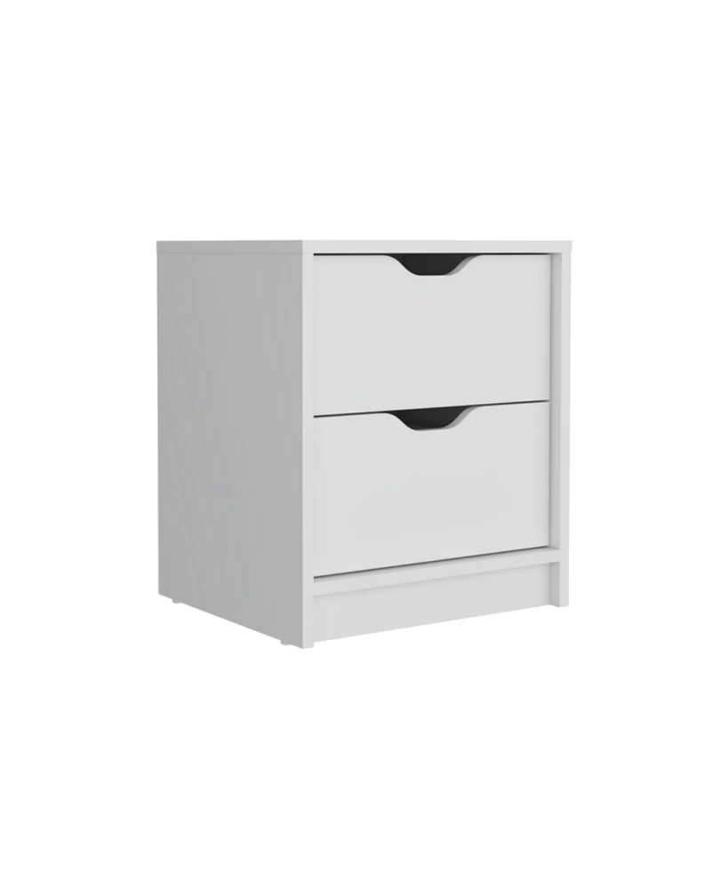 Simplie Fun Basilea 2 Drawers Nightstand, Pull Out System - White