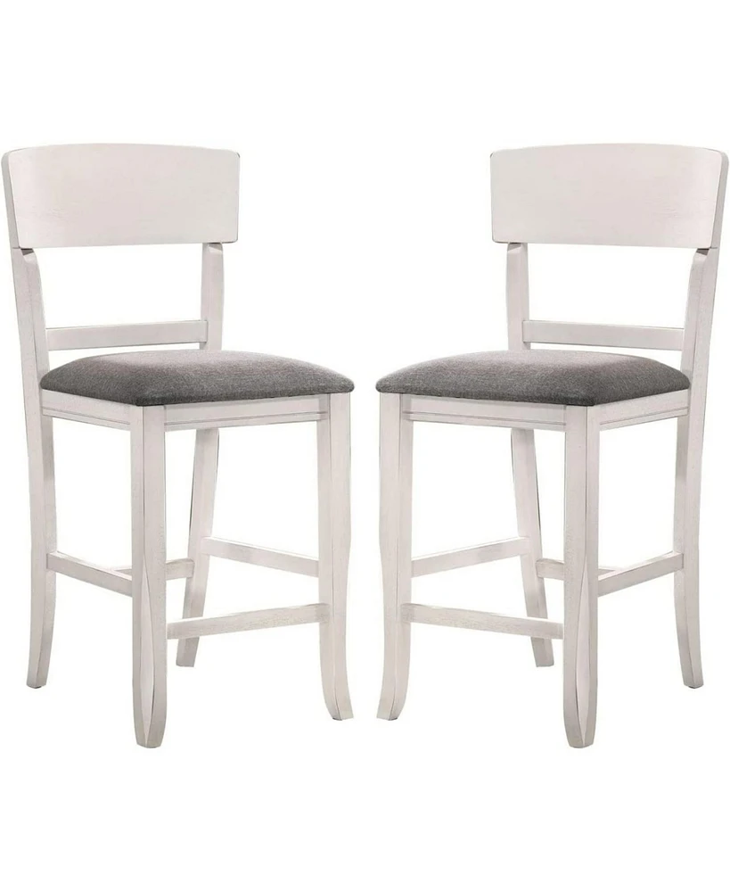 Simplie Fun Contemporary Dining Room Counter Height Chairs Set Of 2 Chairs Only Solid Wood Padded Fabric Seat