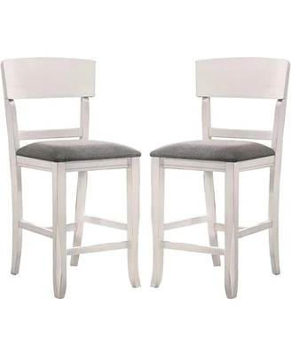 Simplie Fun Contemporary Dining Room Counter Height Chairs Set Of 2 Chairs Only Solid Wood Padded Fabric Seat