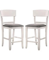 Simplie Fun Contemporary Dining Room Counter Height Chairs Set Of 2 Chairs Only Solid Wood Padded Fabric Seat