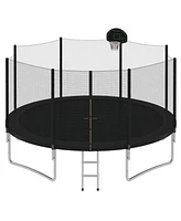 Streamdale Furniture Kids Trampoline with Safety Enclosure and Basketball Hoop