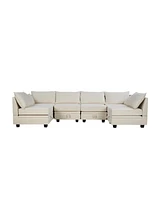 Simplie Fun Convertible U-Shape Sectional Sofa with Storage Seat